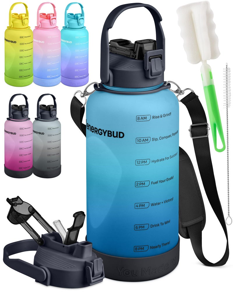EnergyBud 1 Gallon Water Bottle with 128 oz Capacity - Motivational Time Markers for Daily Hydration Goals - Leakproof BPA Free Tritan with Removable Straw - Image 1